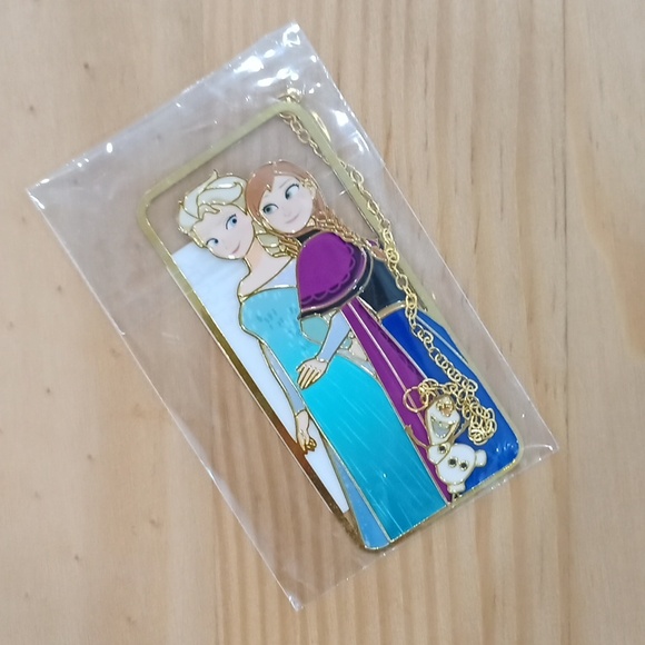 🆕 Frozen Elsa Anna Metal Bookmark Book Chain Gold - Picture 4 of 4